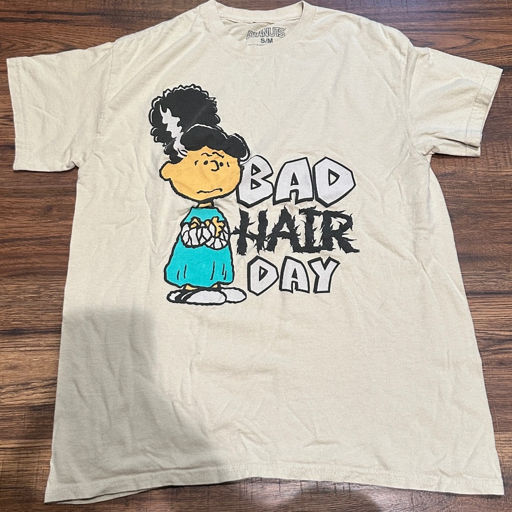 "Bad Hair Day" T-shirt, Tan, Size S/M